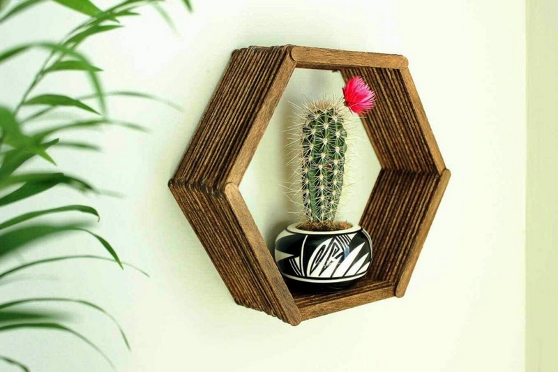 20 DIY Hexagon Shelves Using Popsicle Sticks Susie Harris