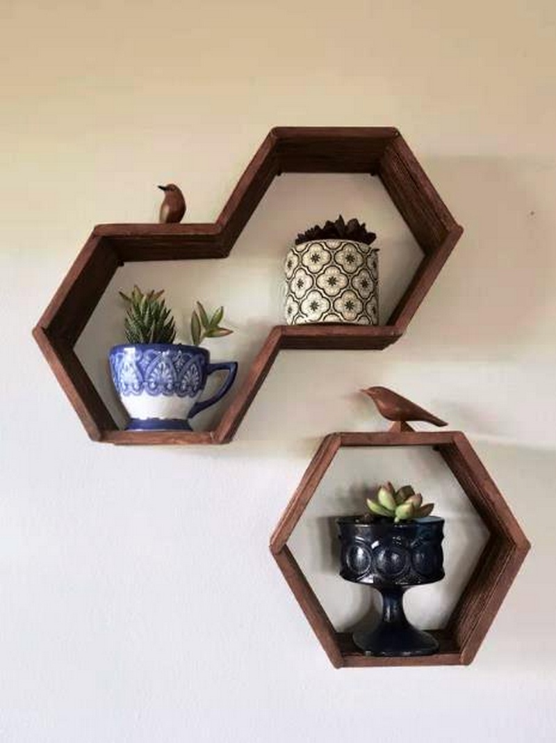 20 DIY Hexagon Shelves Using Popsicle Sticks Susie Harris