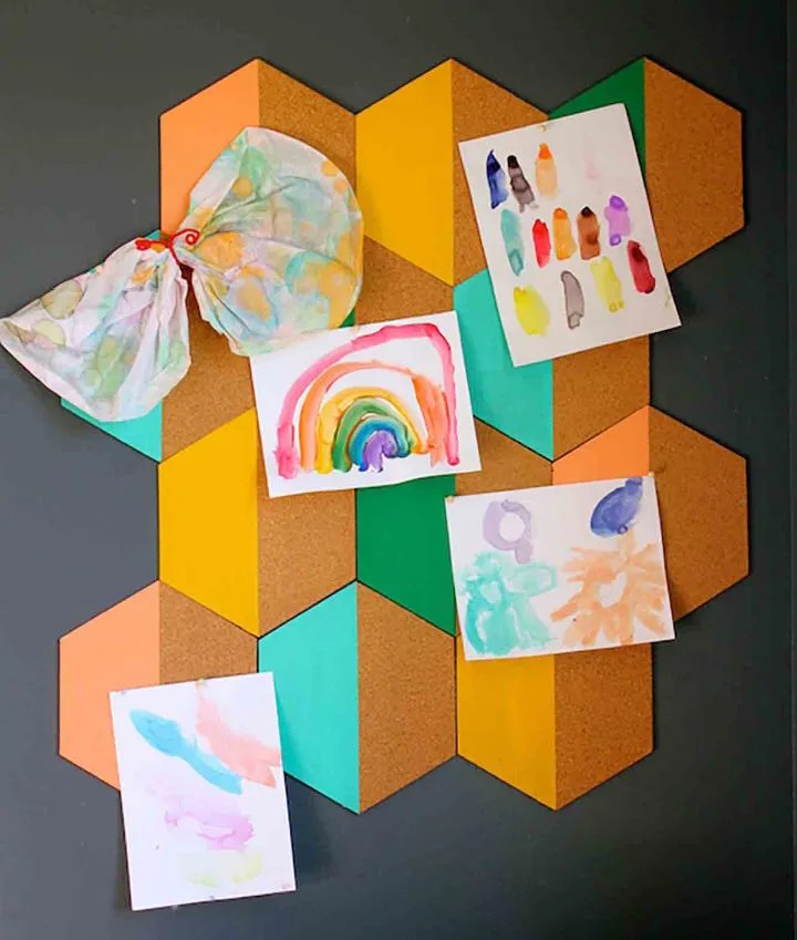 Painted Hexagon Cork Board Craft