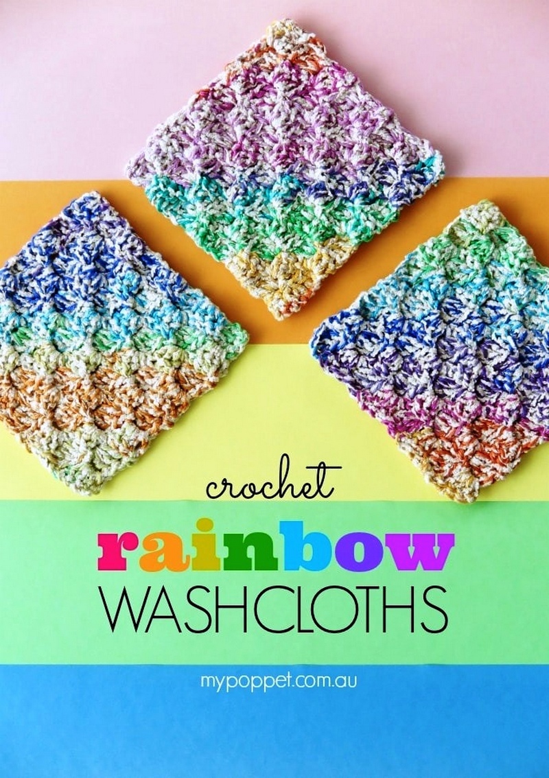 Rainbow Crochet Washcloth Pattern