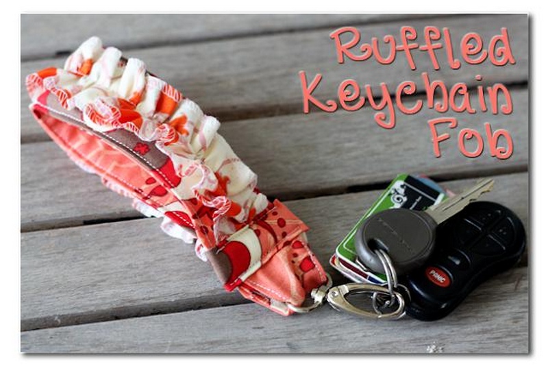 Ruffled Keychain Fabric Key Fob