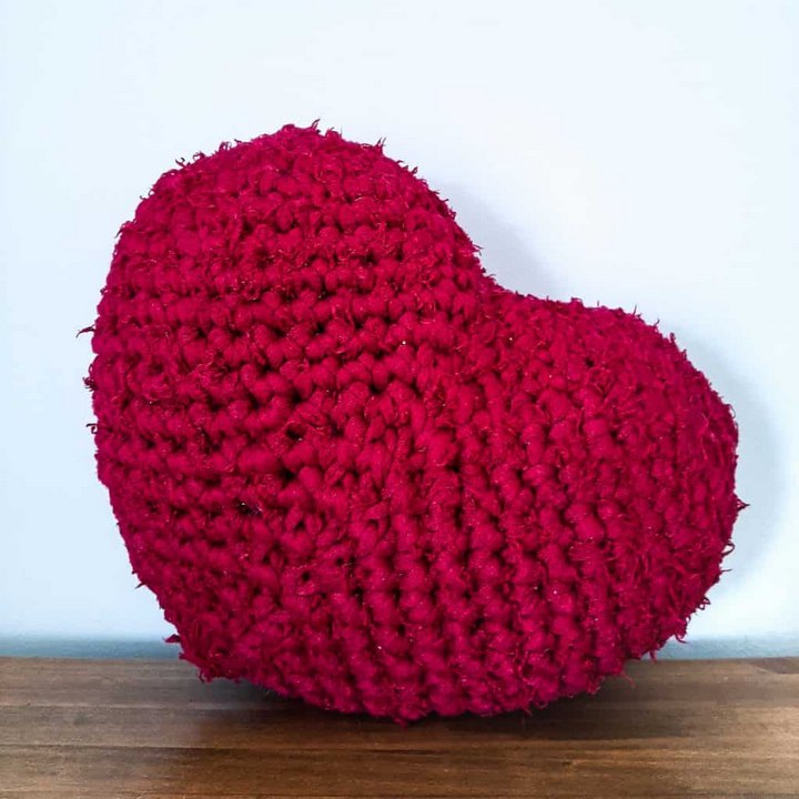 Easy Crochet Heart Pillow