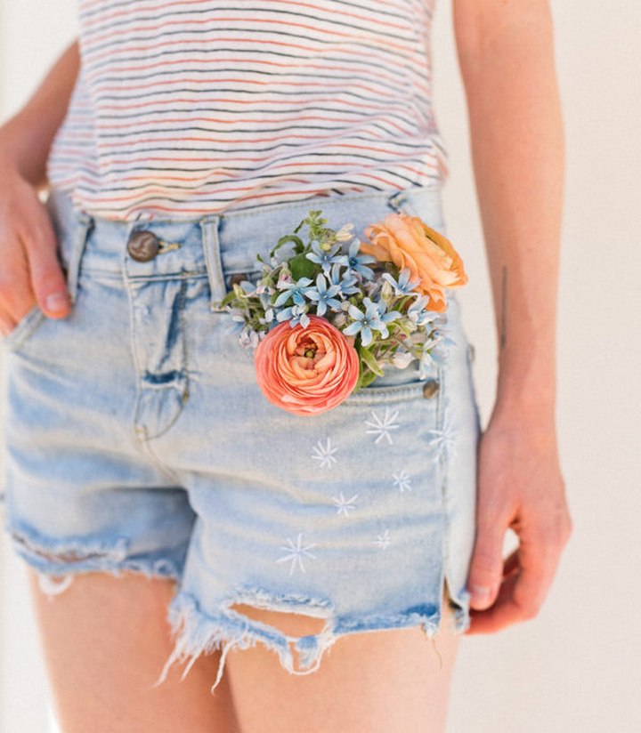 Embroidered Jean Shorts