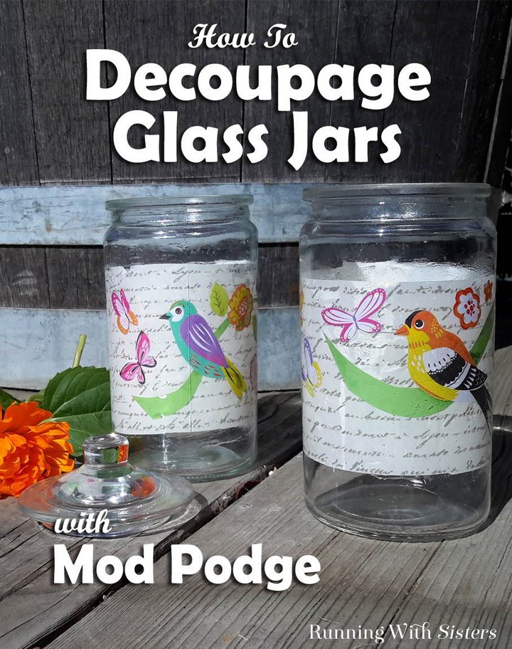 Glass Jar With Mod Podge