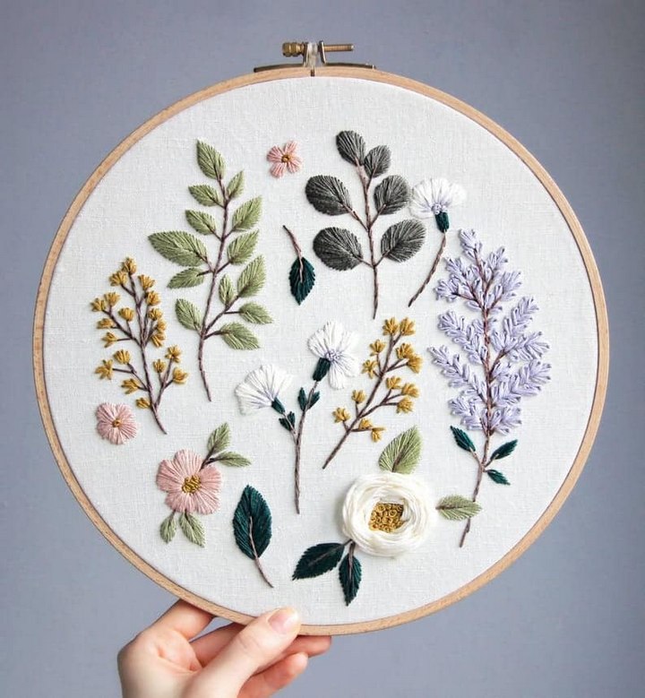 Lilac Cherry Blossom Embroidery