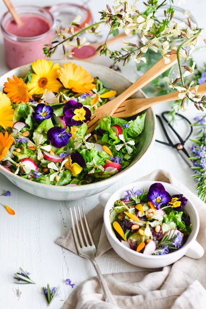 SisterLand Salad with Edible Flowers
