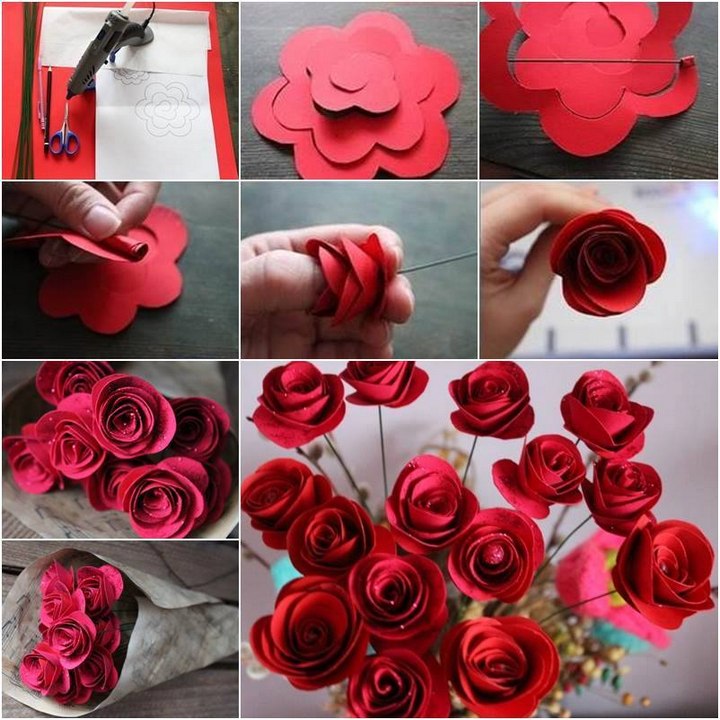 Beautiful DIY Red Paper Roses