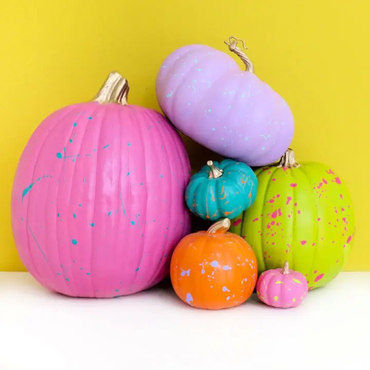 90s Neon Splatter Painted Pumpkins