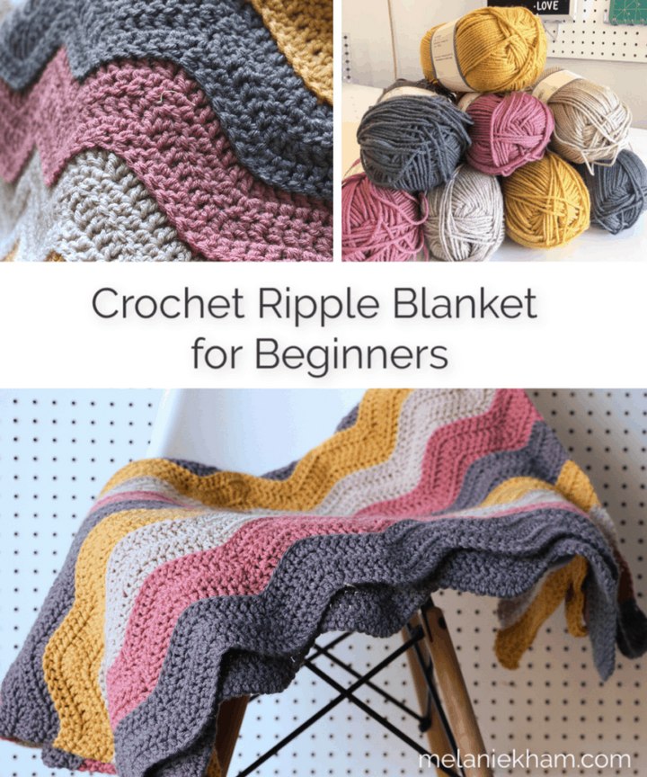 Crochet Ripple Blanket Free Pattern for Beginners