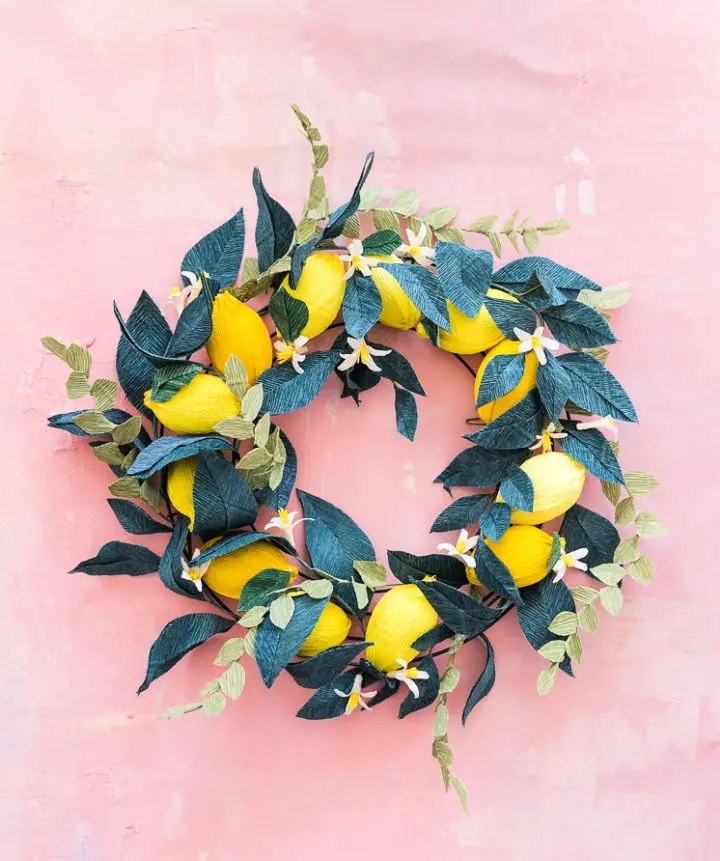 DIY Crepe Paper Lemon Wreath