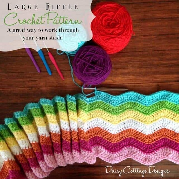 Large Ripple Afghan Crochet Pattern