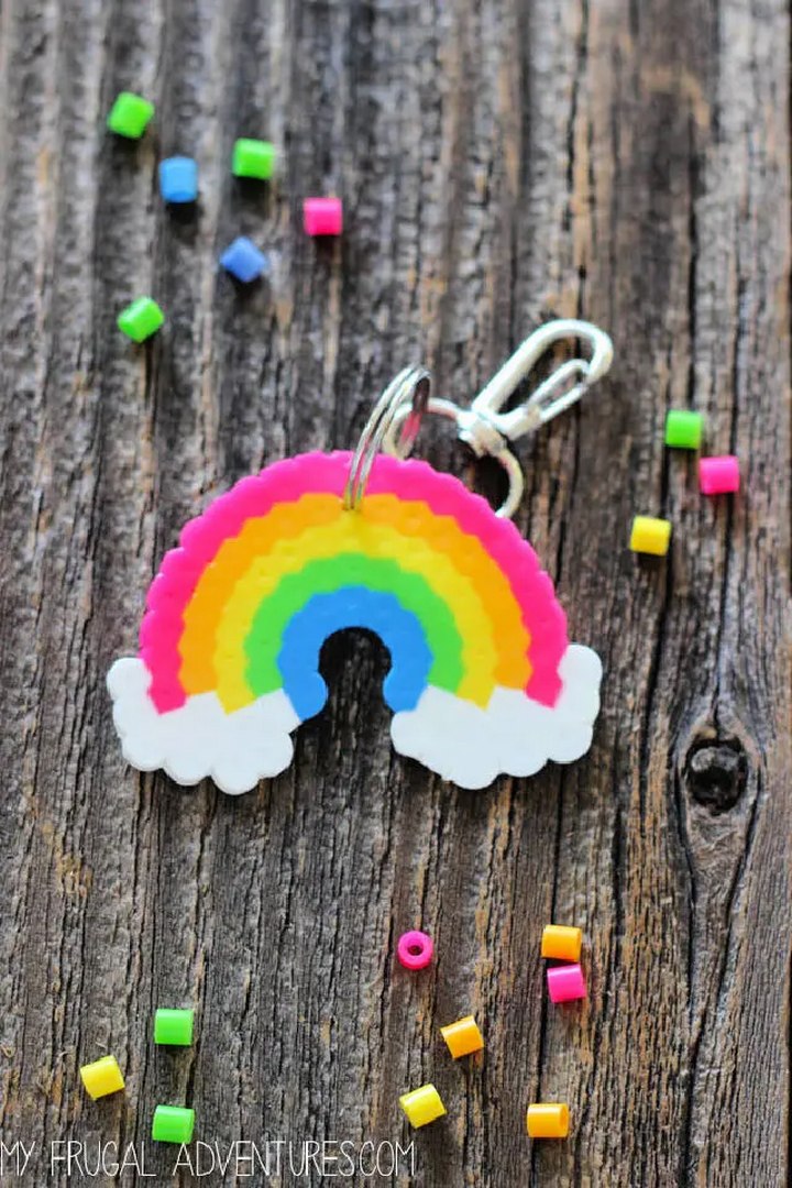 Rainbow Perler Bead Keychain