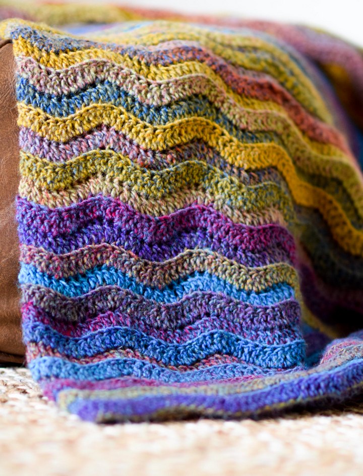 Rolling Hills Ripple Crochet Throw Blanket