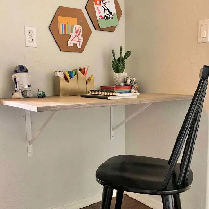 Wall Mounted Corner Desk in Childs Room