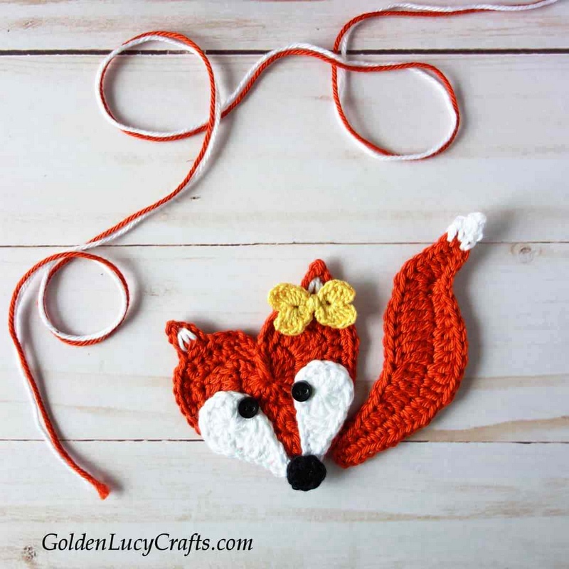 Crochet Heart Fox Applique