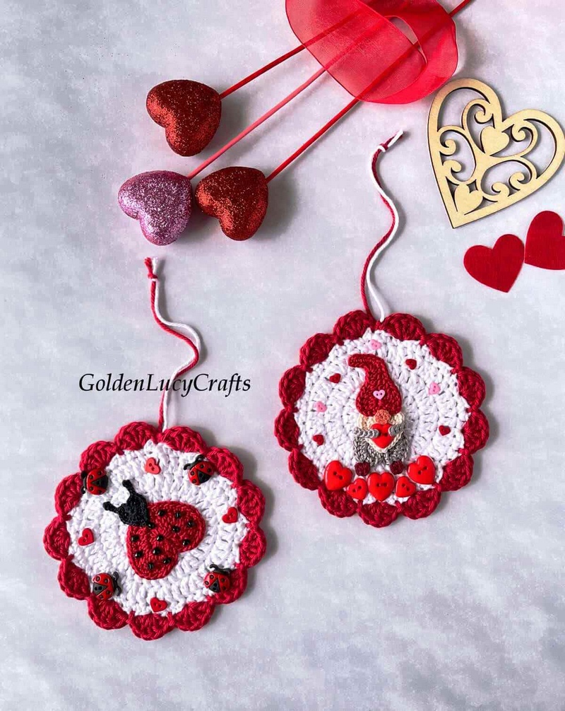 Crochet Valentines Day Ornaments