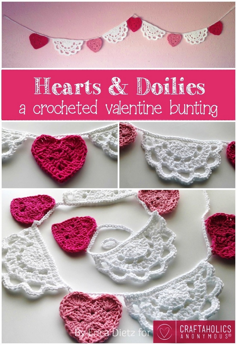 Hearts and Doilies Crochet Valentine Bunting Tutorial