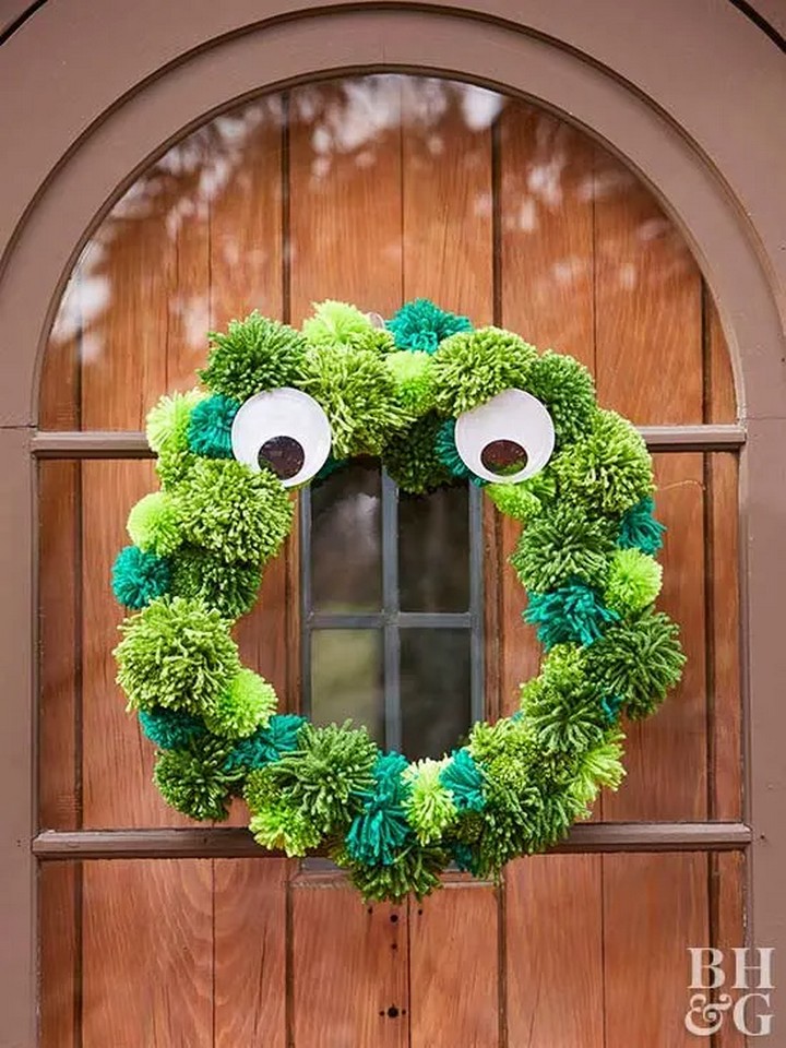 Pom Pom Monster Wreath