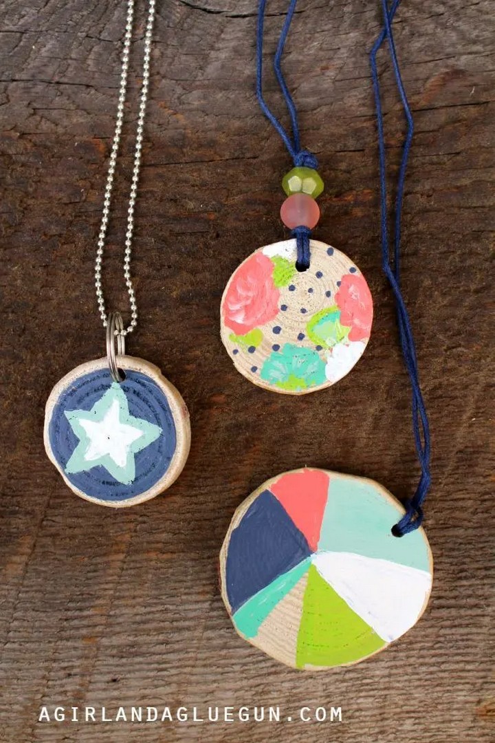 Wood Chip Painted Necklaces