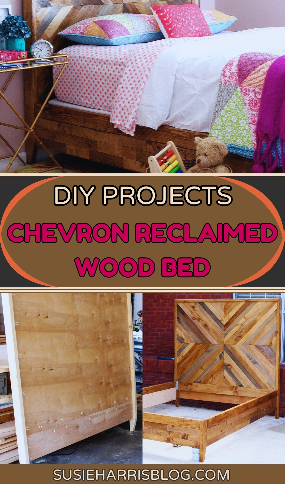 Chevron Reclaimed Wood Bed