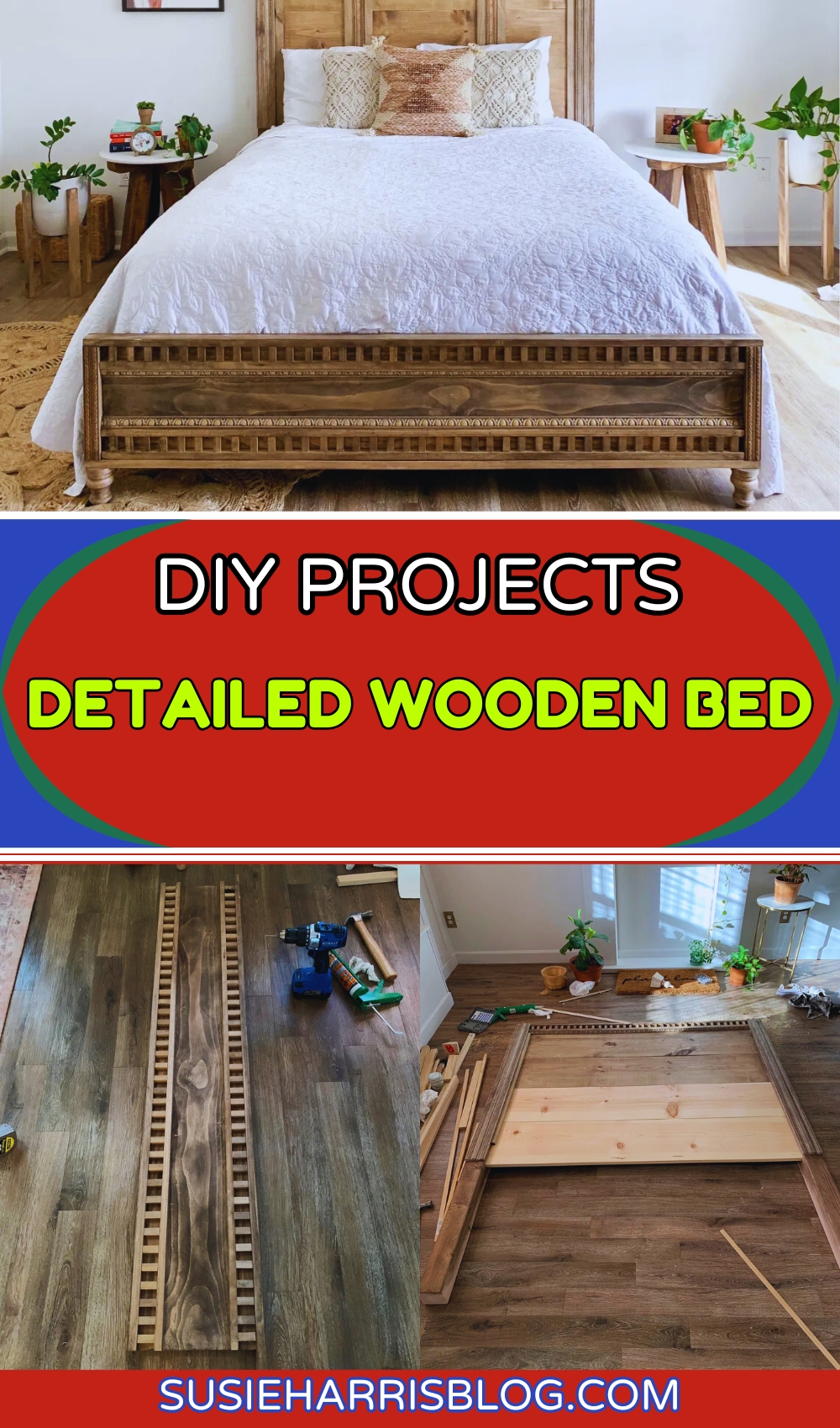 Detailed Wooden Bed