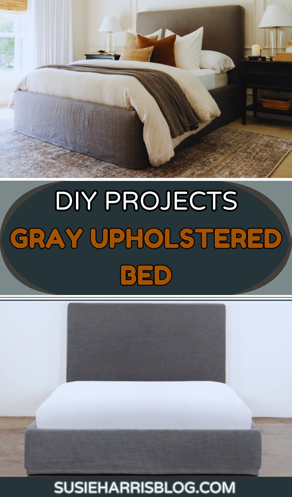 Gray Upholstered Bed