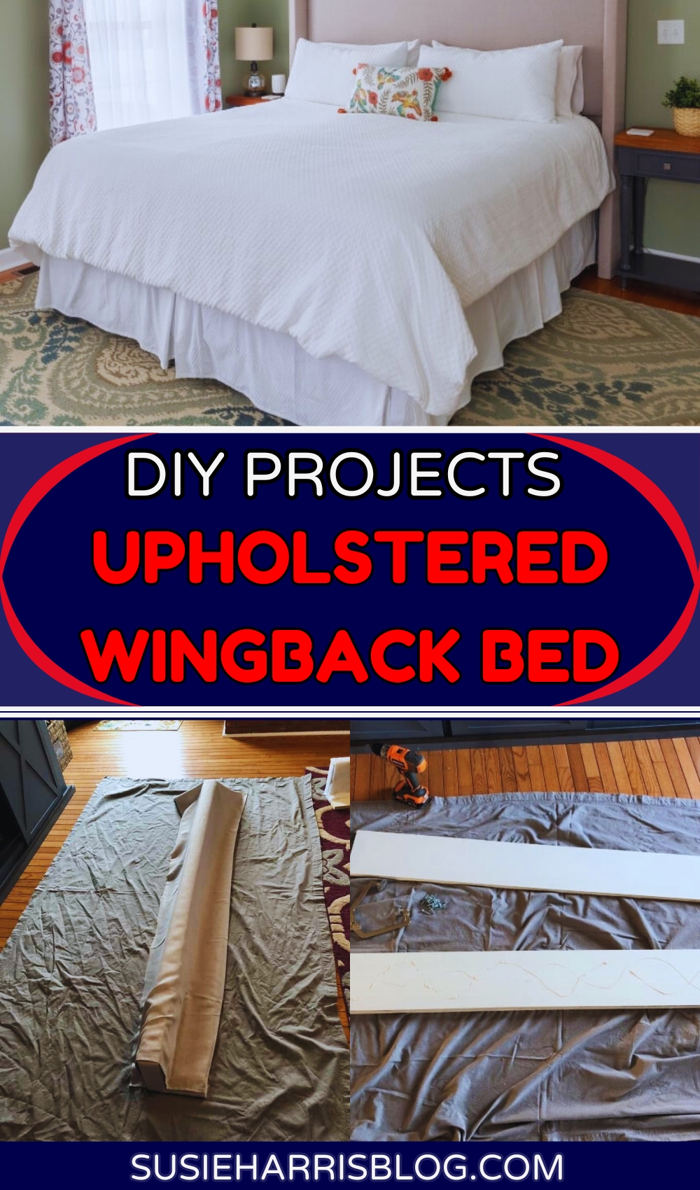 Upholstered Wingback Bed