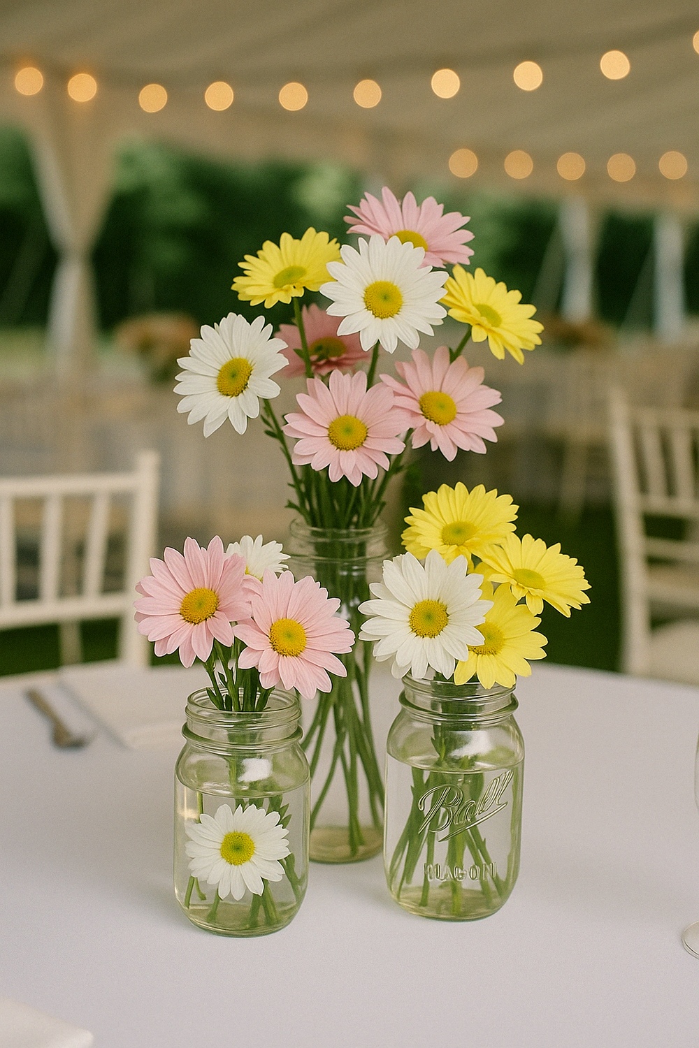 Clustered Jars with Mixed Daisy Colors