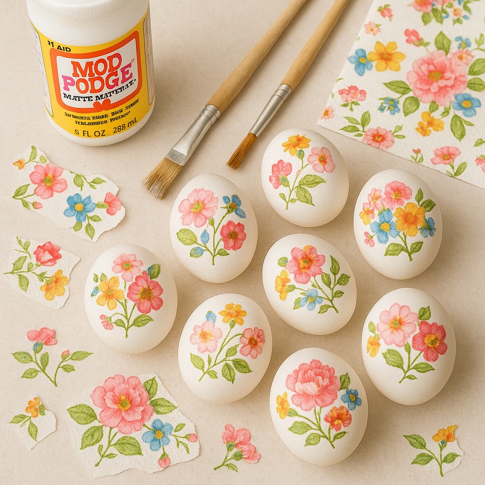 Floral Decoupage Eggs