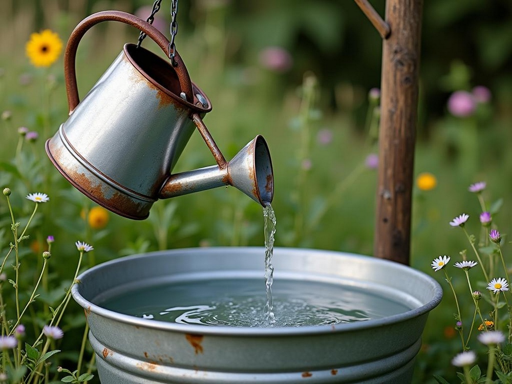Recycled Watering Can Fountain