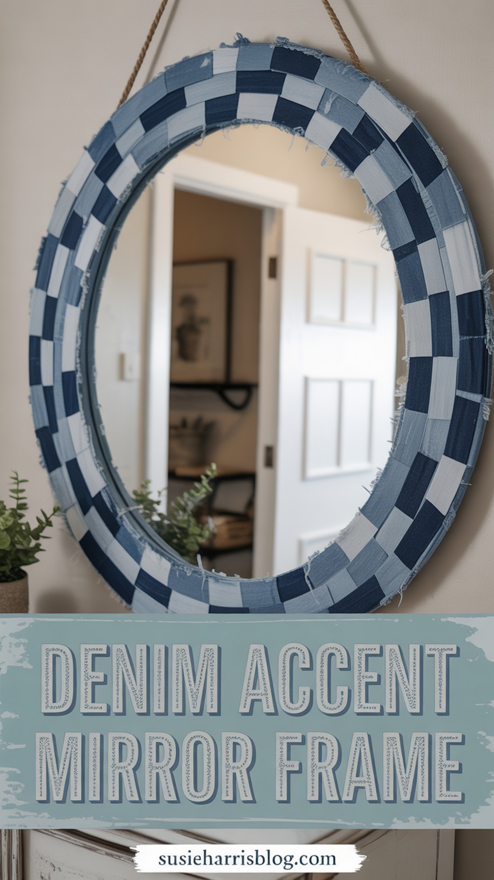 Denim Accent Mirror Frame