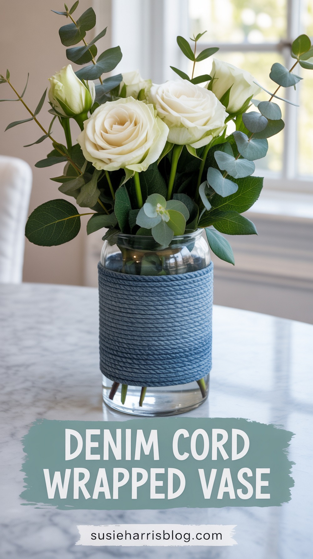 Denim Cord Wrapped Vase