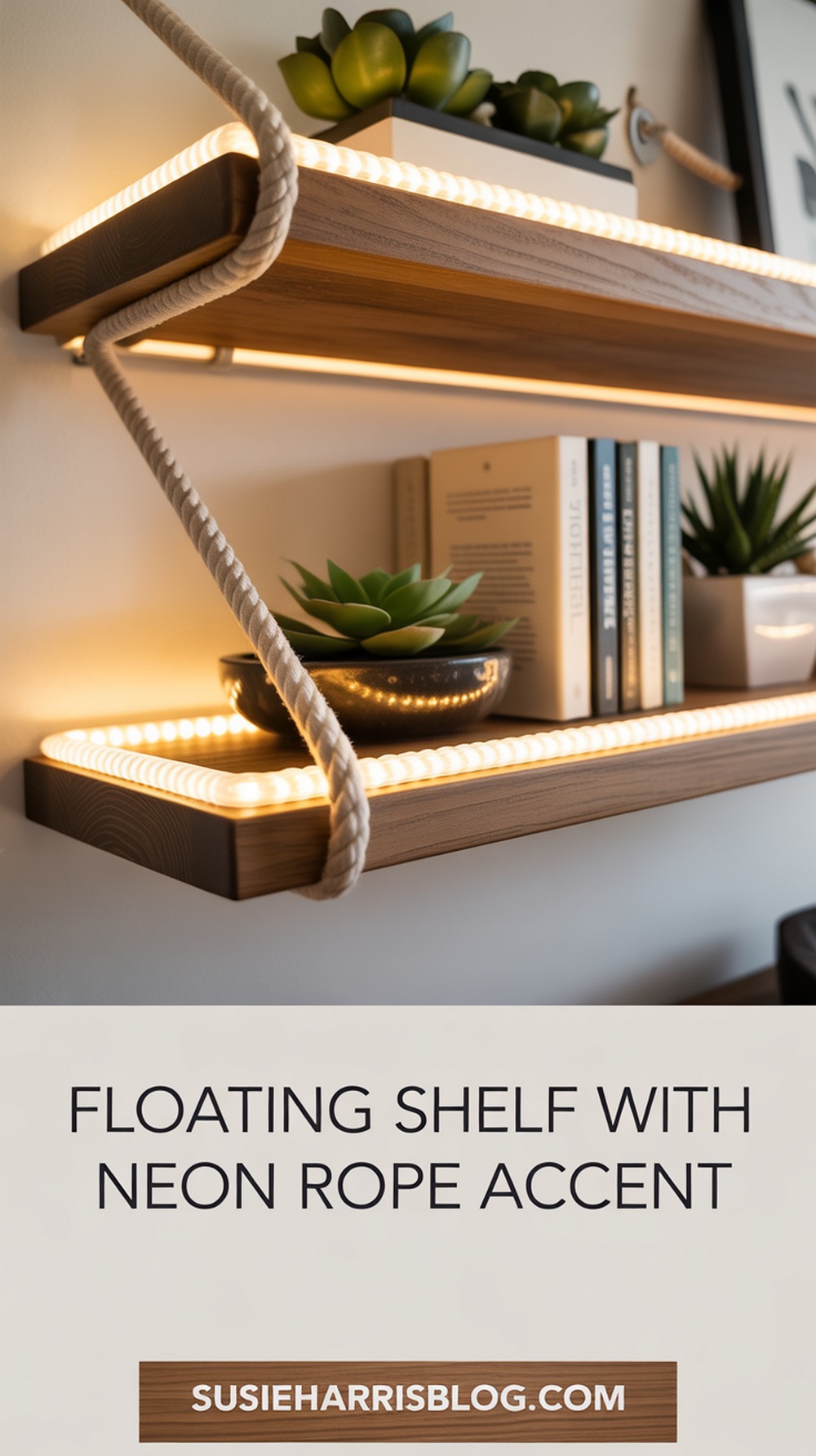 Floating Shelf with Neon Rope Accent