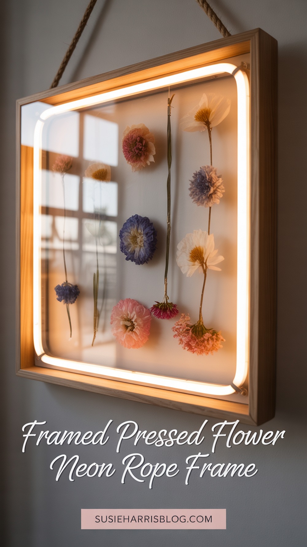 Framed Pressed Flower Neon Rope Frame
