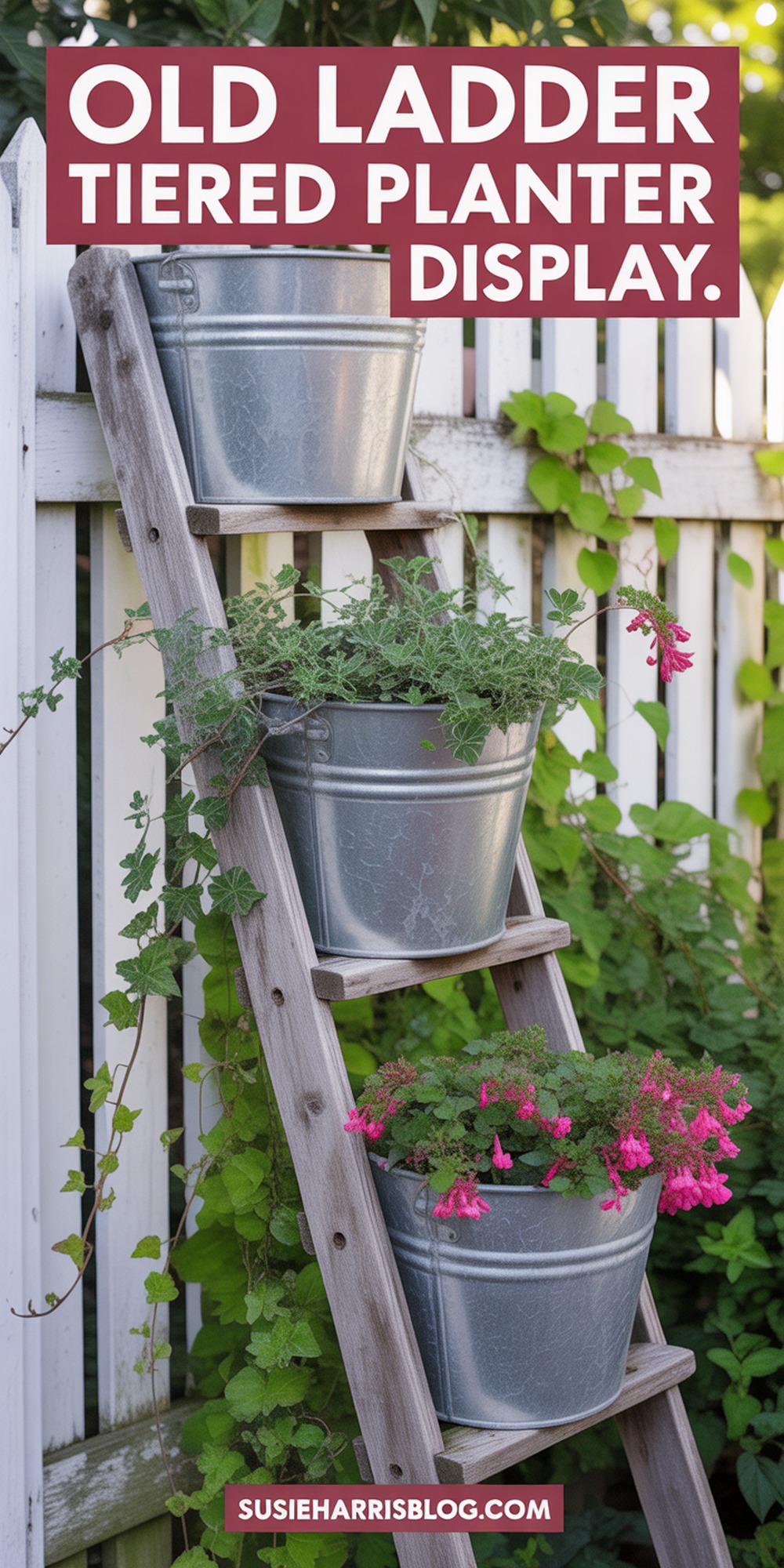 Old Ladder Tiered Planter Display