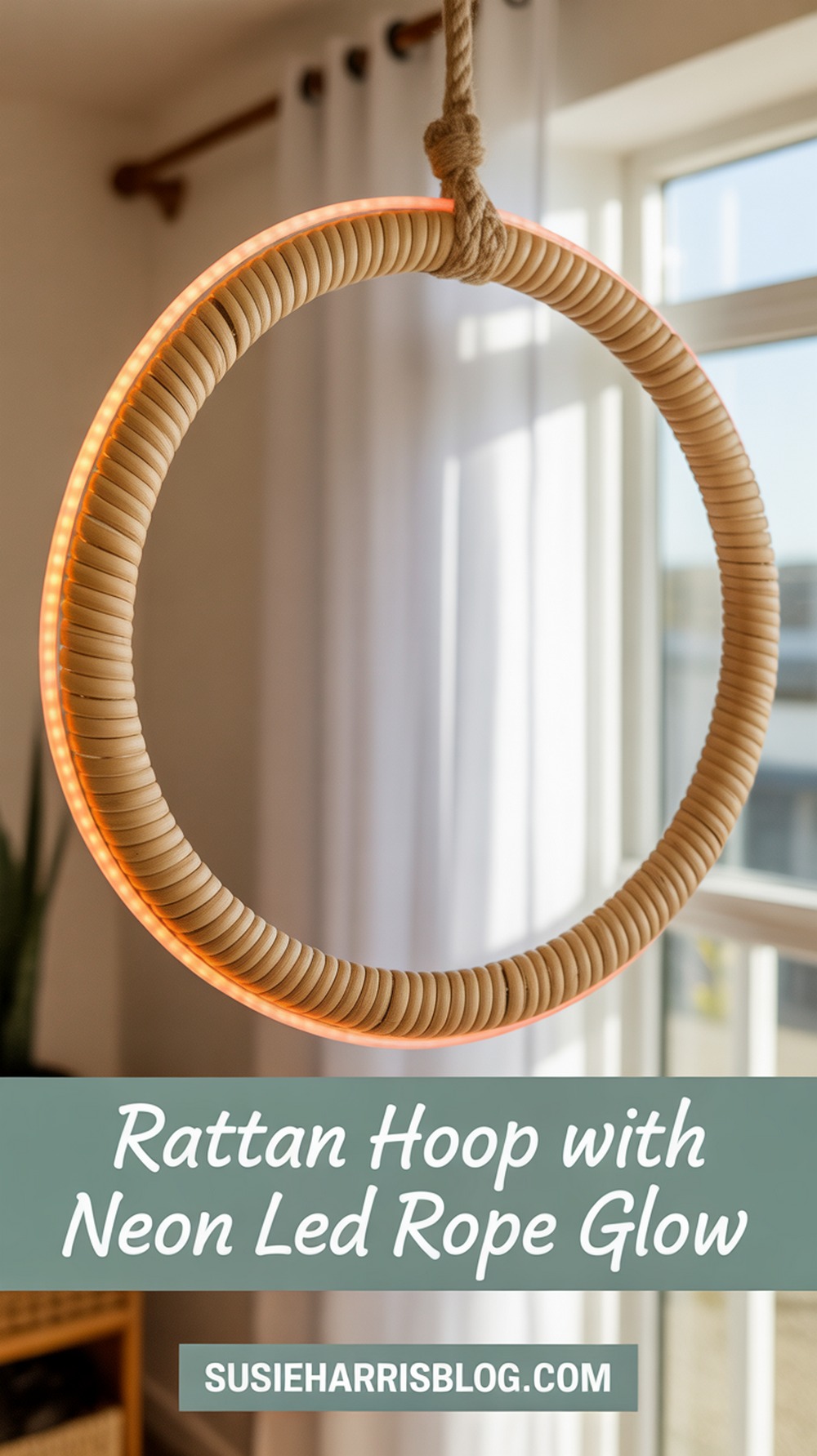 Rattan Hoop with Neon LED Rope Glow