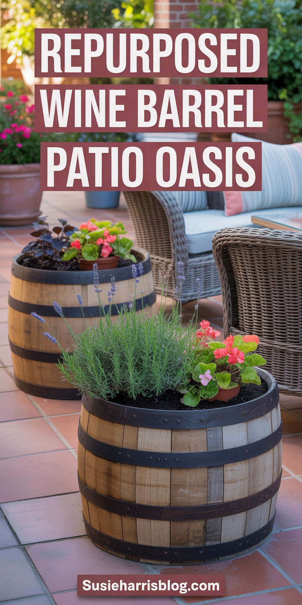 Repurposed Wine Barrel Patio Oasis