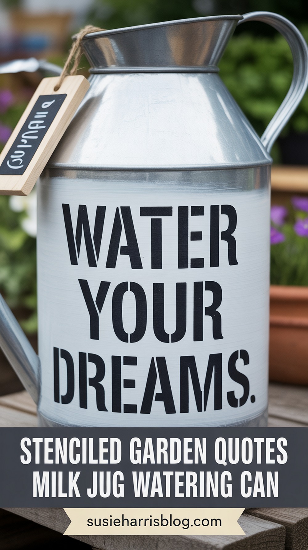 Stenciled Garden Quotes Milk Jug Watering Can
