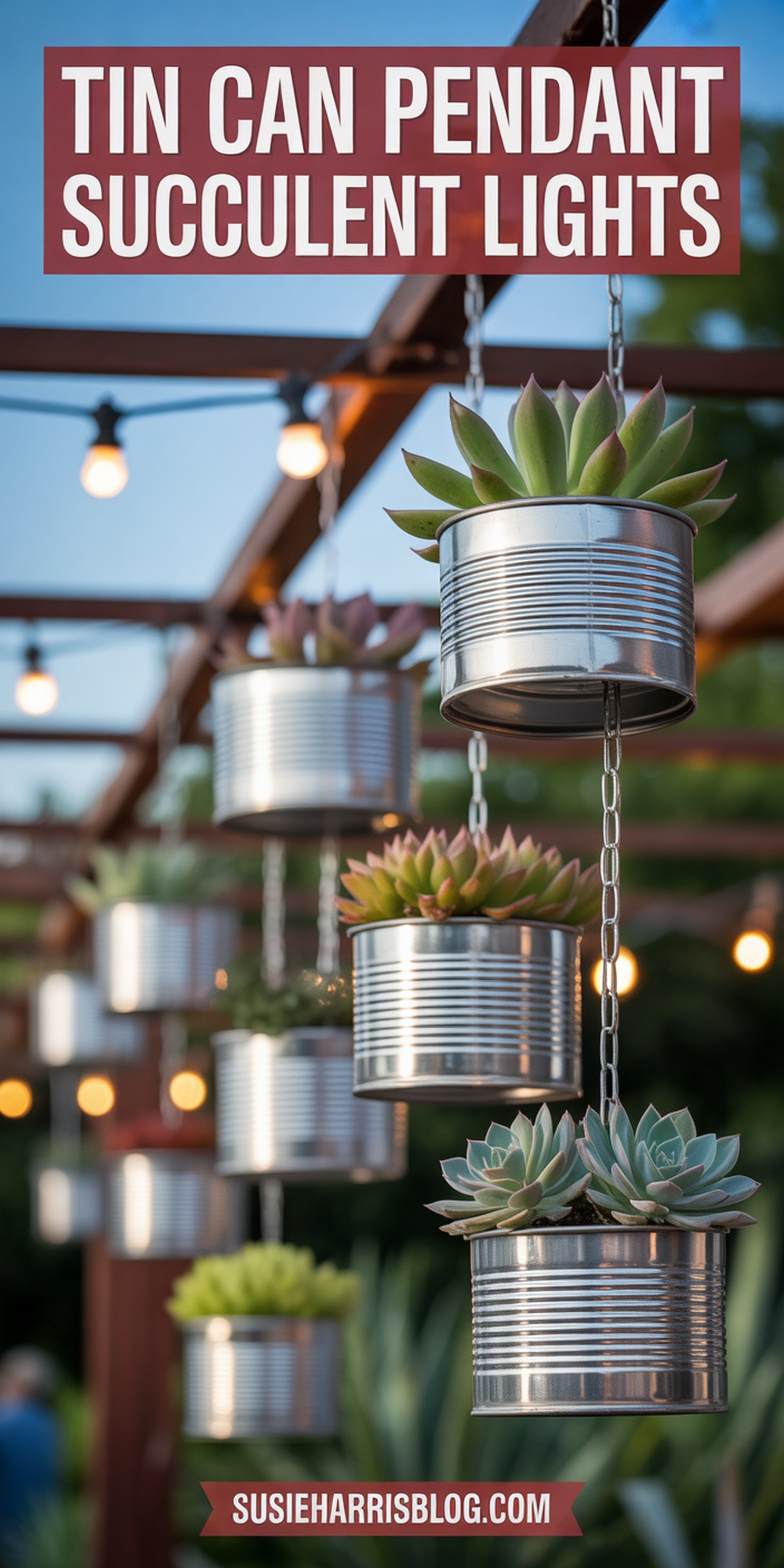 Tin Can Pendant Succulent Lights