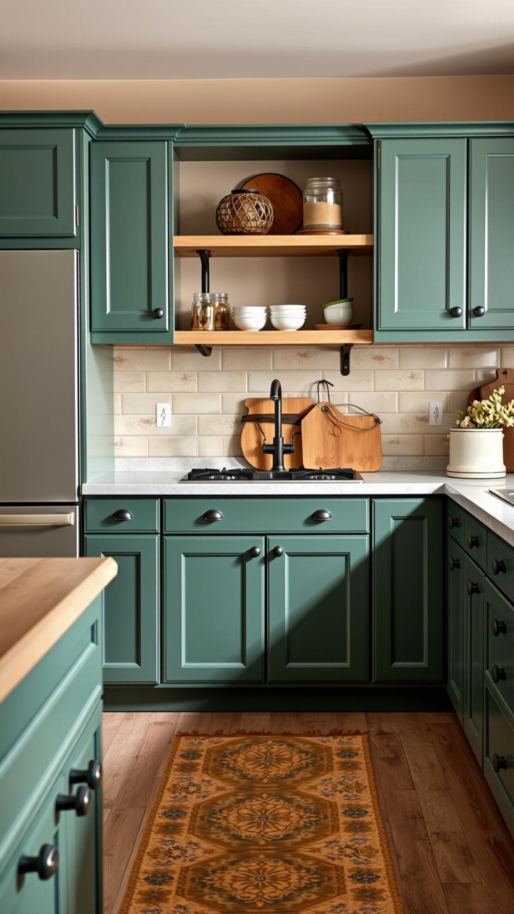 Cabinet Refresh Earthy Paint and Mixed Metal Hardware
