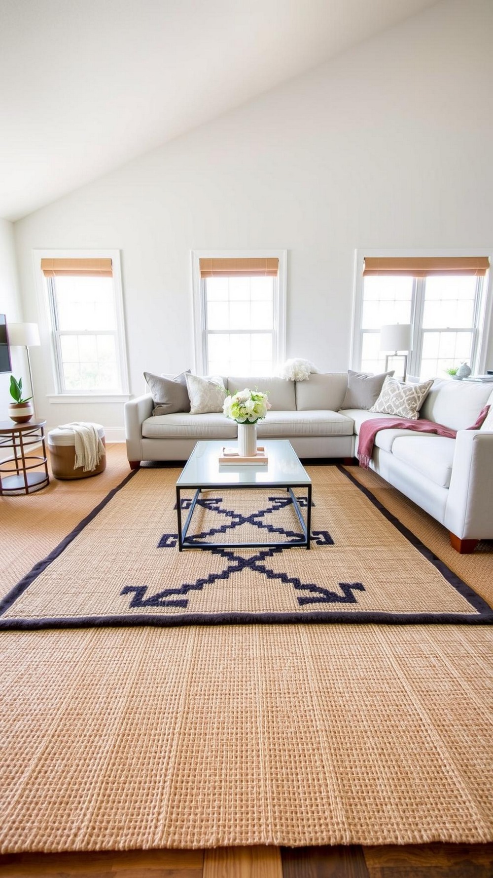 Layer Rugs Jute Base with a DIY Espresso Pattern Topper