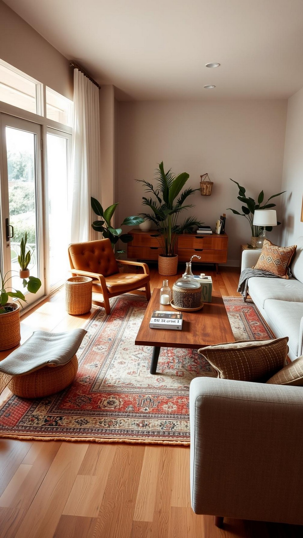 Layered Rugs Jute Base with Vintage Style Topper