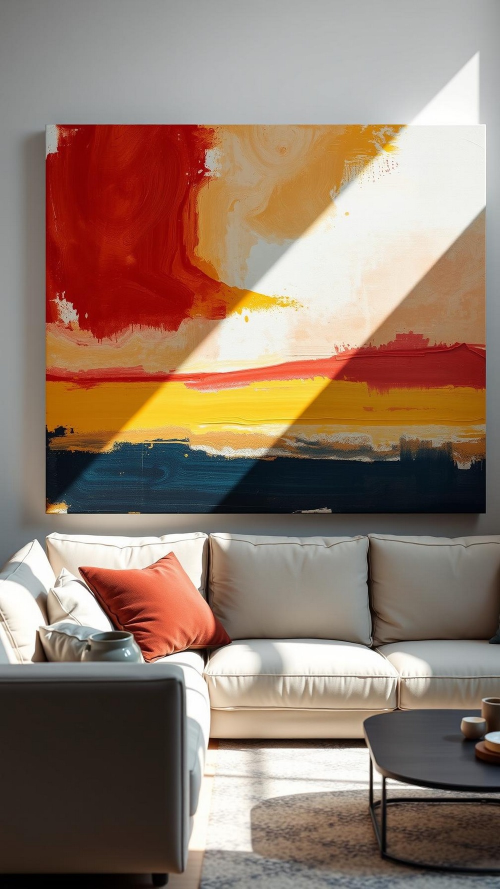 Oversized DIY Canvas Art Using Sample Pots