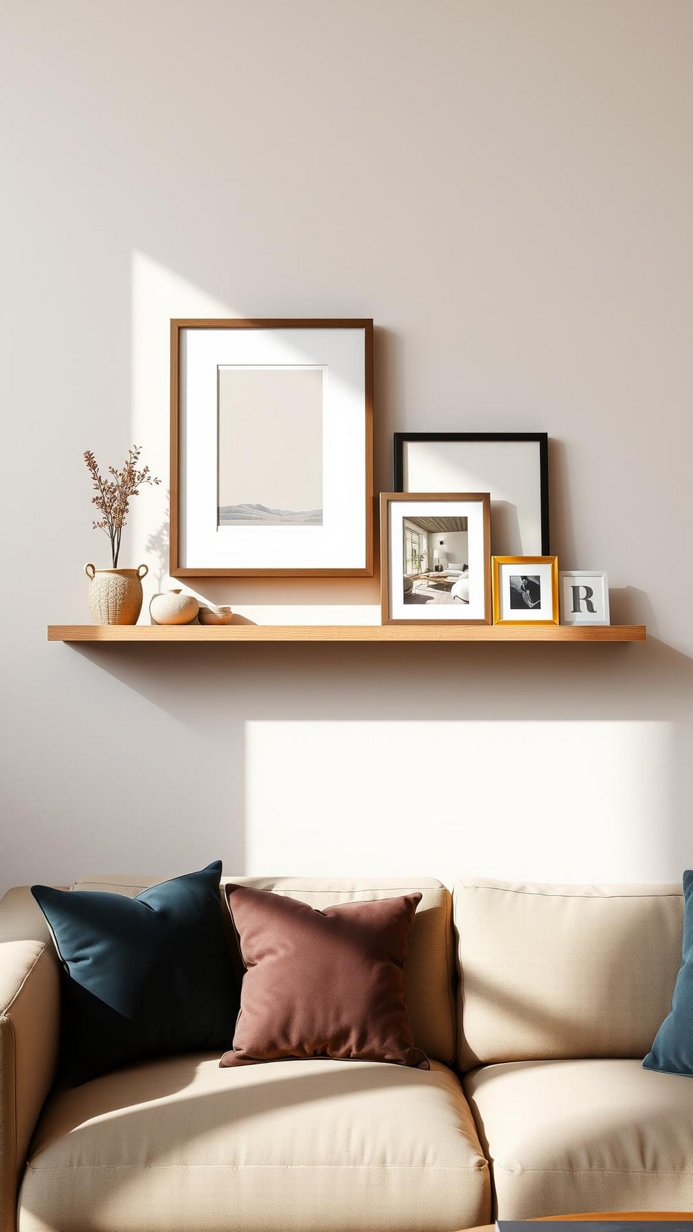 Slim Floating Ledge Shelves for Rotating Art