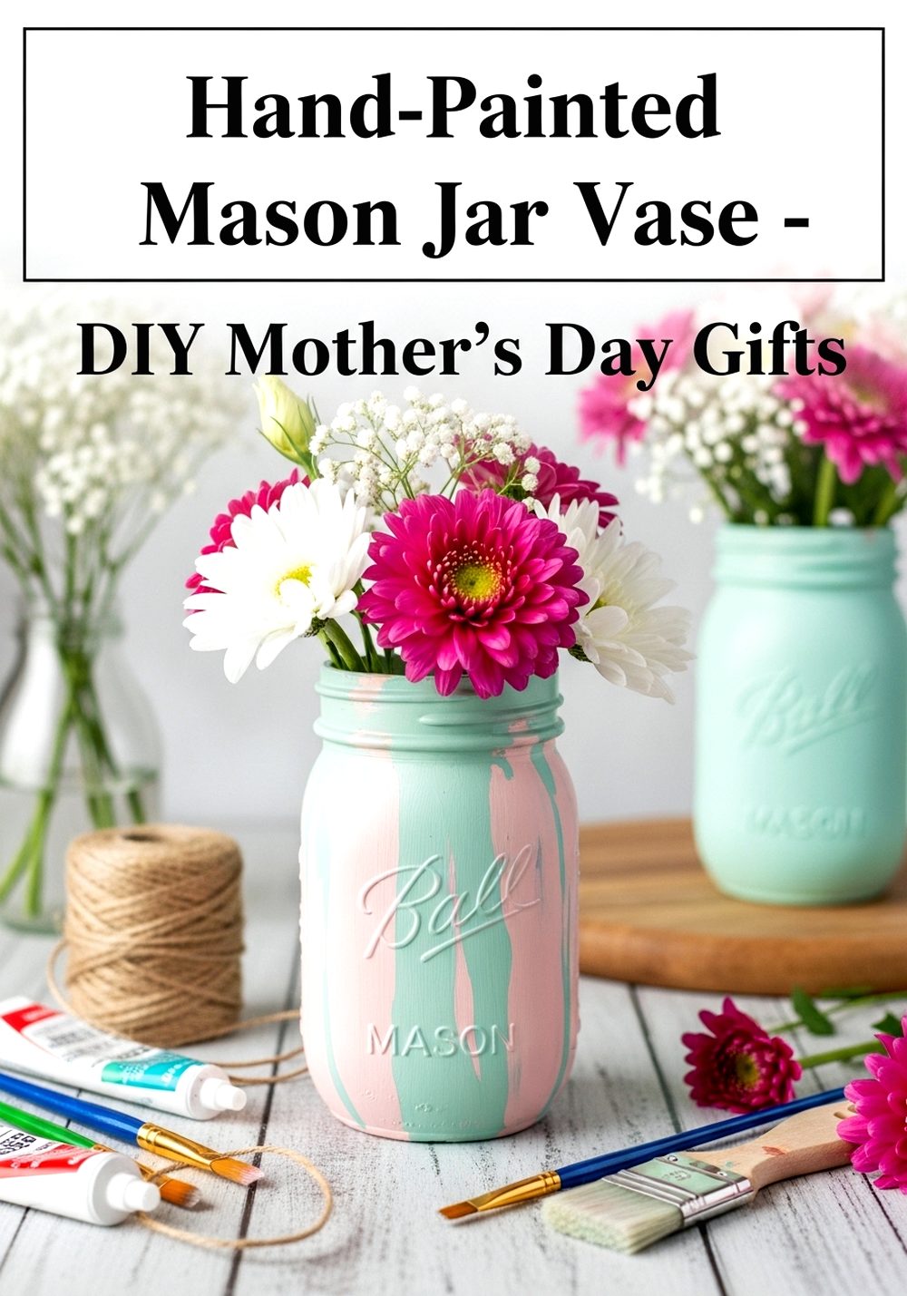 Hand Painted Mason Jar Vase