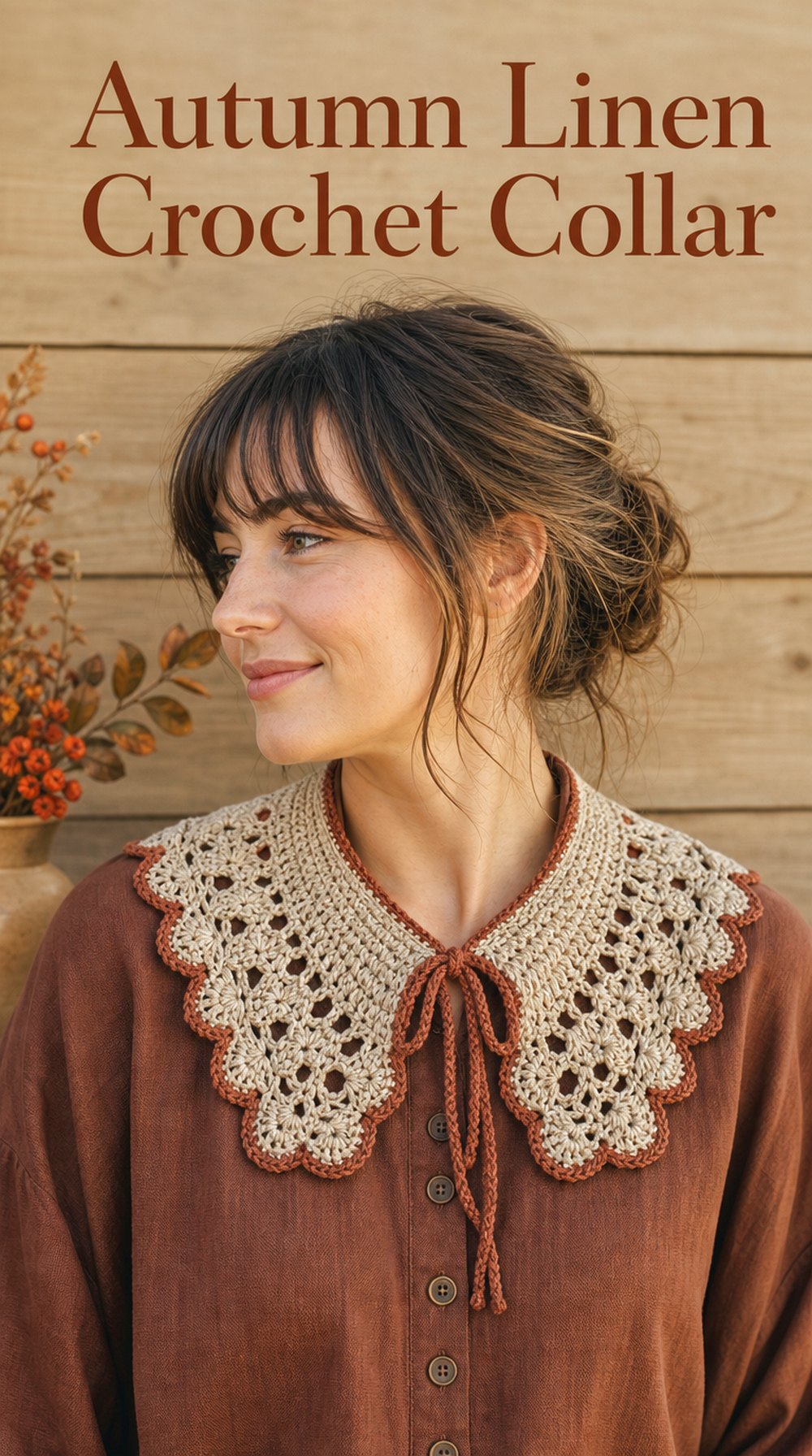 Autumn Linen Crochet Collar