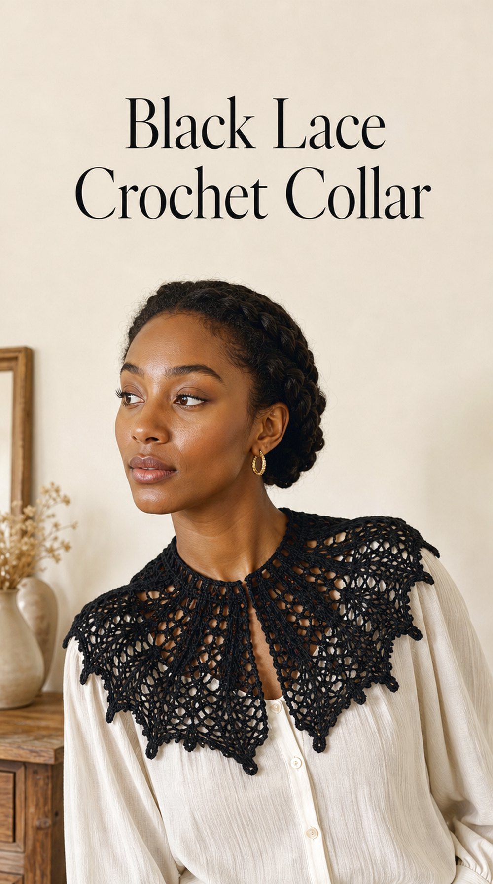 Black Lace Crochet Collar