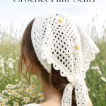 Chamomile White Crochet Hair Scarf