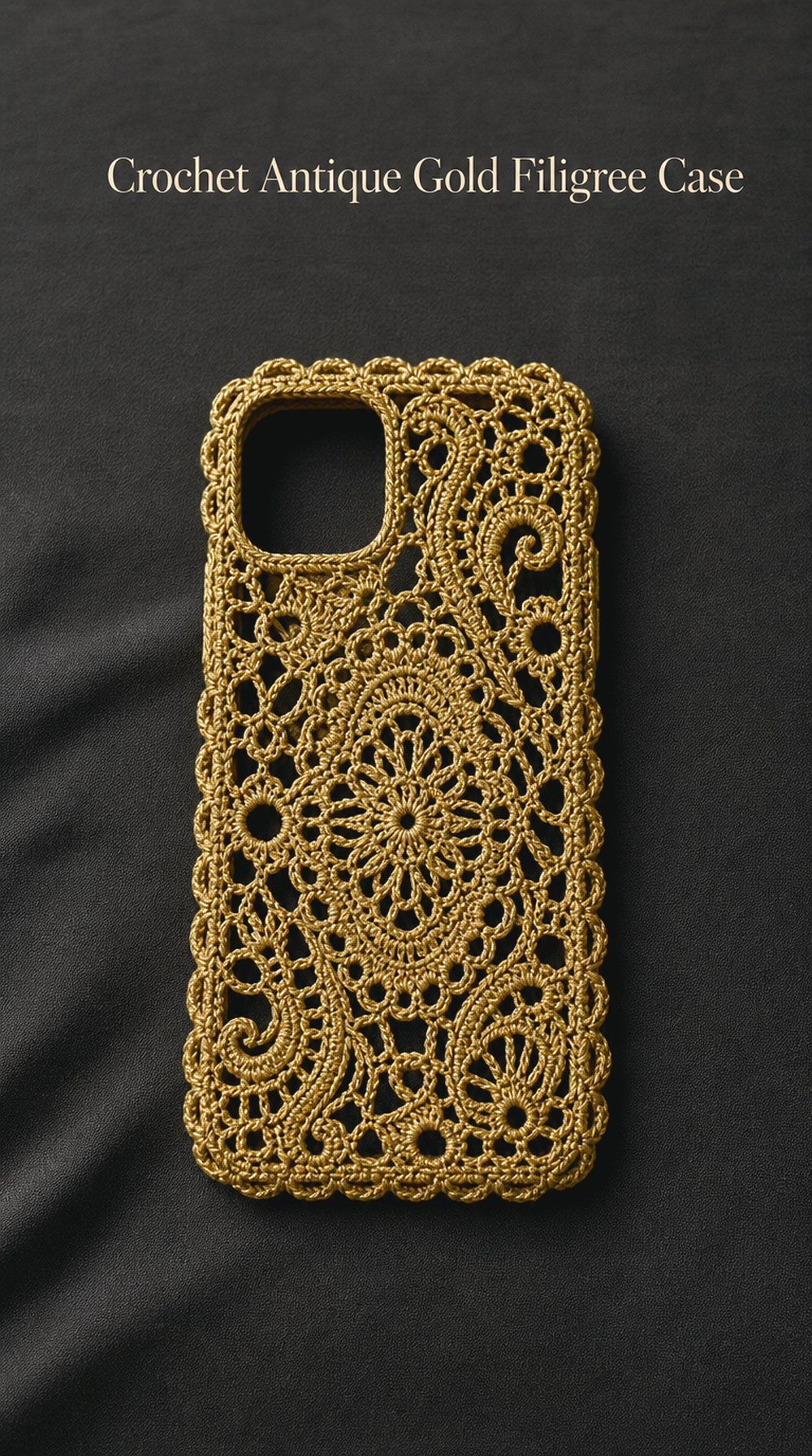 Crochet Antique Gold Filigree Case