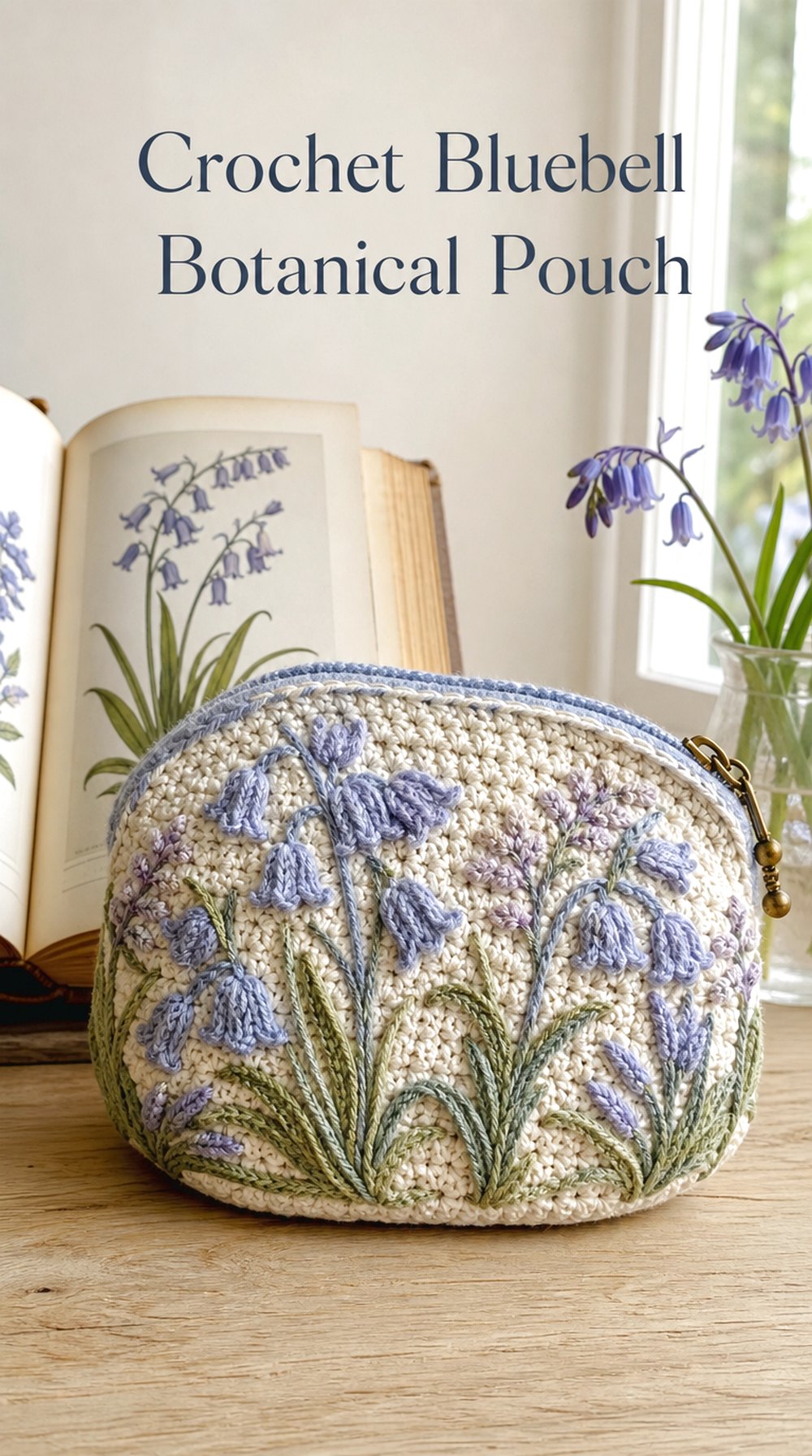 Crochet Bluebell Botanical Pouch